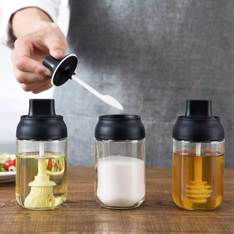 3pcs Glass Canisters with Dipper