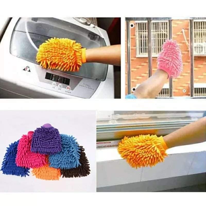 2pcs  Chenille  Cleaning Mittens