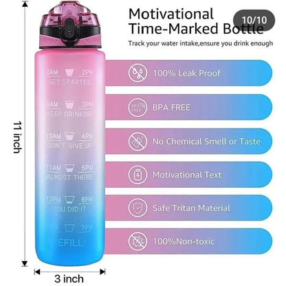 1Litre BPA Free Motivational Water Bottle