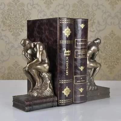 Thinking Man Bookends Heavy Resin Statue Decor