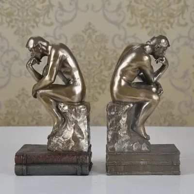 Thinking Man Bookends Heavy Resin Statue Decor