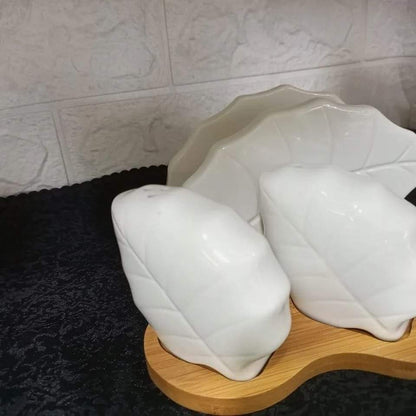 Napkins Holder and Shakers & Bamboo Stand
