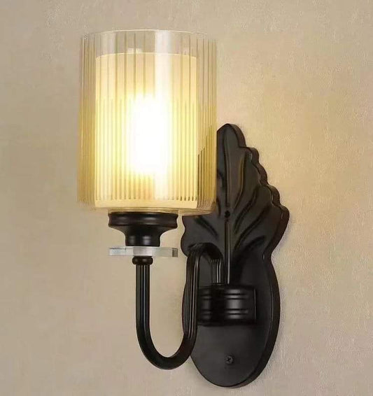 Upscale Black and Glass, Timeless Indoor Wall Sconce