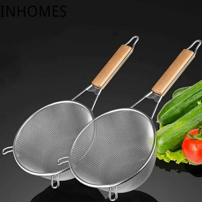 Stainless steel colander with a Wooden Handle