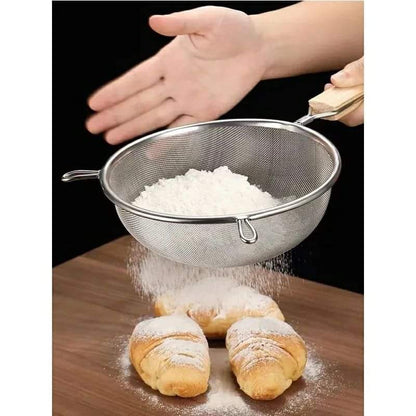 Stainless steel colander with a Wooden Handle