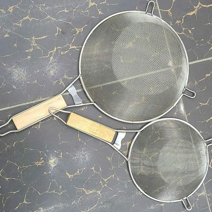 Stainless steel colander with a Wooden Handle