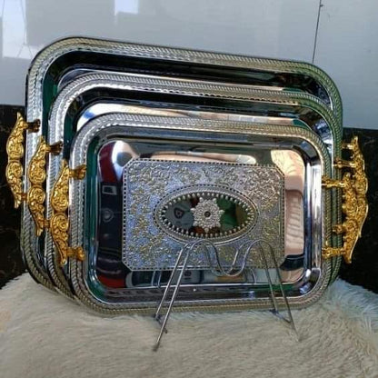 Stainless Steel 3pcs Serving Trays