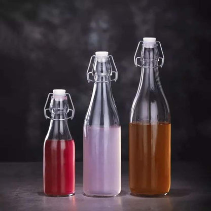 3pcs Glass Clip Beverage Bottle