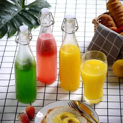 3pcs Glass Clip Beverage Bottle