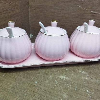 3pcs Ceramic sugar dish/condiments set