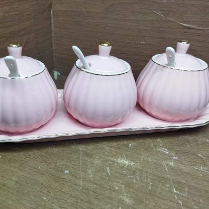 3pcs Ceramic sugar dish/condiments set