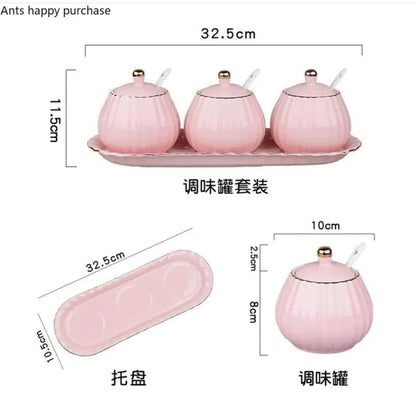 3pcs Ceramic sugar dish/condiments set