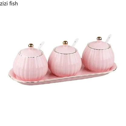 3pcs Ceramic sugar dish/condiments set
