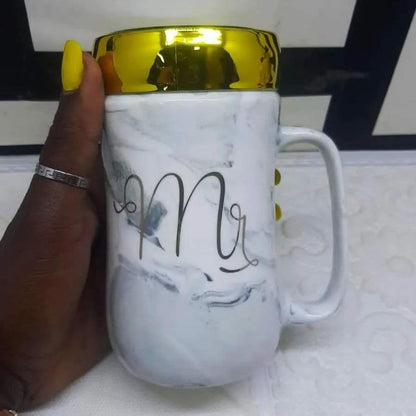 Ceramic Marble Mr and Mrs Couples Coffee Mugs