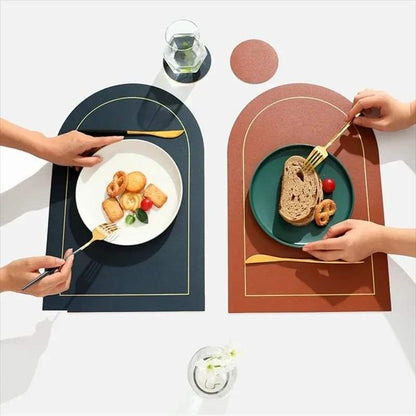 6pcs Nordic  Leather Anti-Slip Table Mats