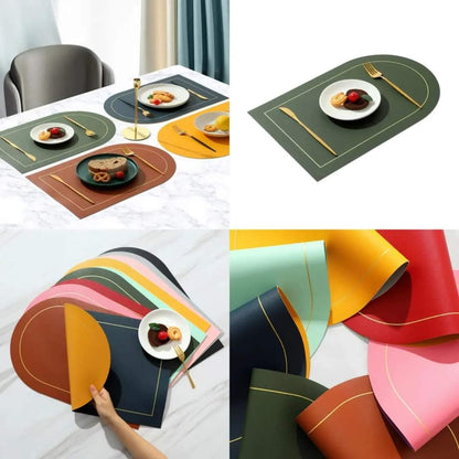 6pcs Nordic  Leather Anti-Slip Table Mats