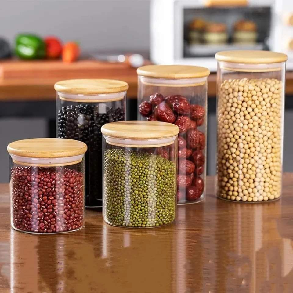 Multipurpose Glass Jars with Bamboo Lids
