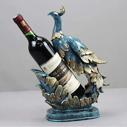 Golden Blue Peacock Bottle Holder
