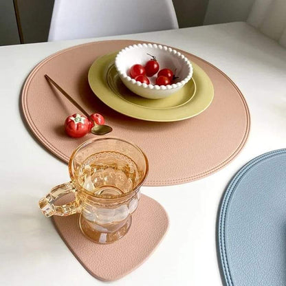 6pcs Round  leather placemats