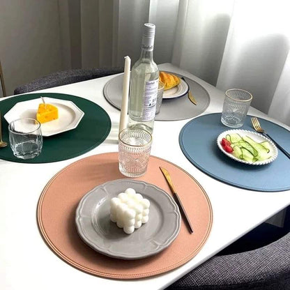6pcs Round  leather placemats