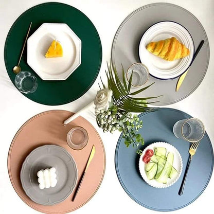6pcs Round  leather placemats