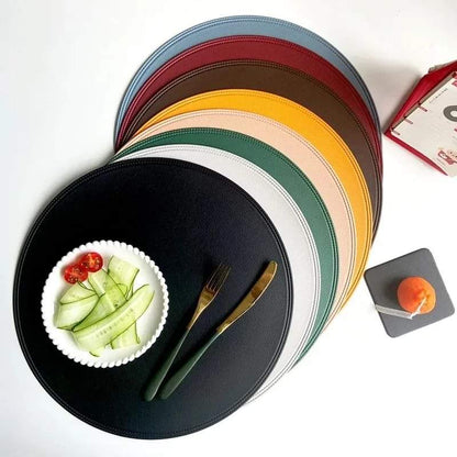 6pcs Round  leather placemats