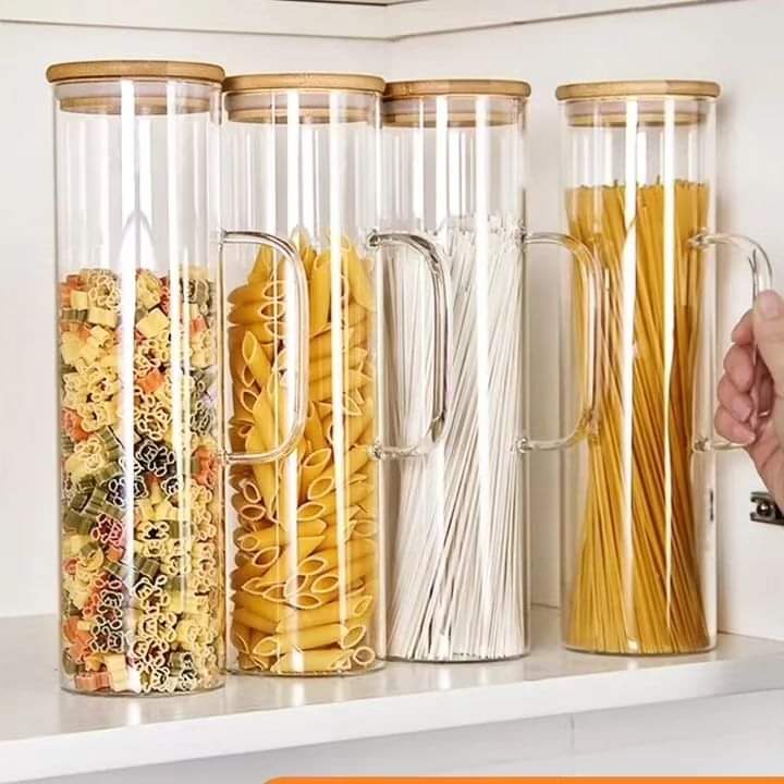 Glass Spaghetti Jar with  Handle