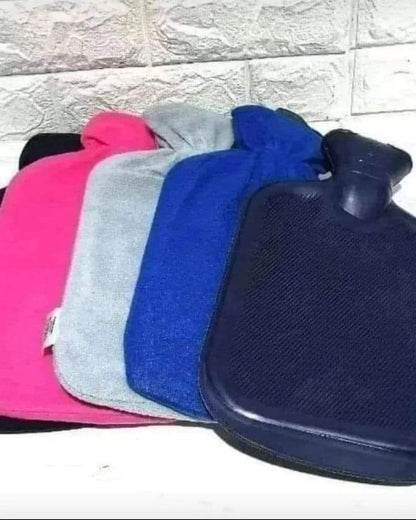 Large 2.5L hot water bottle with a fleece cover
