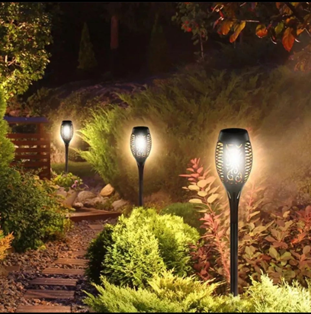 6pcs LED Solar Flame Lamps – Waterproof Outdoor Garden Decorative Lights with Flickering Flame Effect for Pathway and Yard
