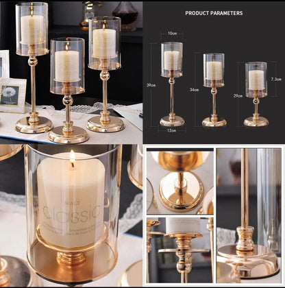 3pcs Luxury  golden candle holders