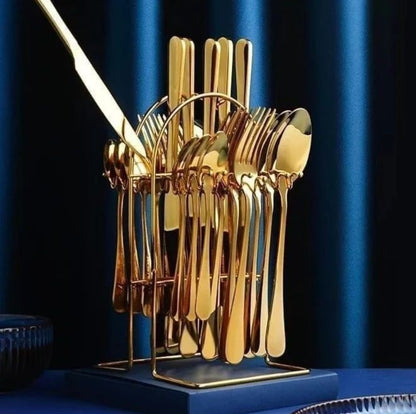 24pcs Gold Cutlery Set
