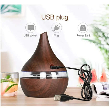 300ml USB Wood Ultrasonic Humidifier