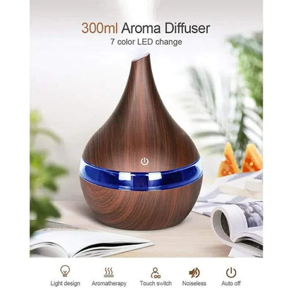 300ml USB Wood Ultrasonic Humidifier