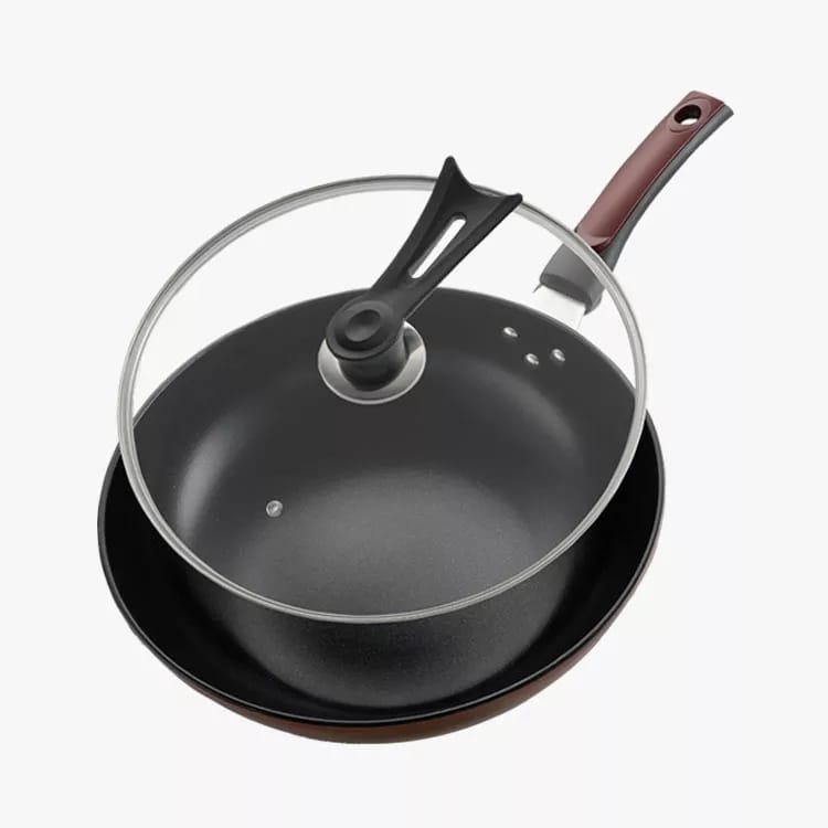34CM Deep fry pan with glass lid
