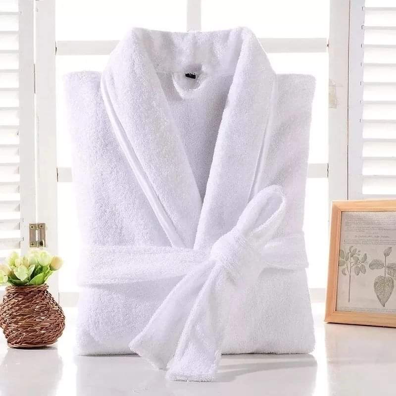 Cotton terry bathrobe, white, available in Nairobi, Kenya